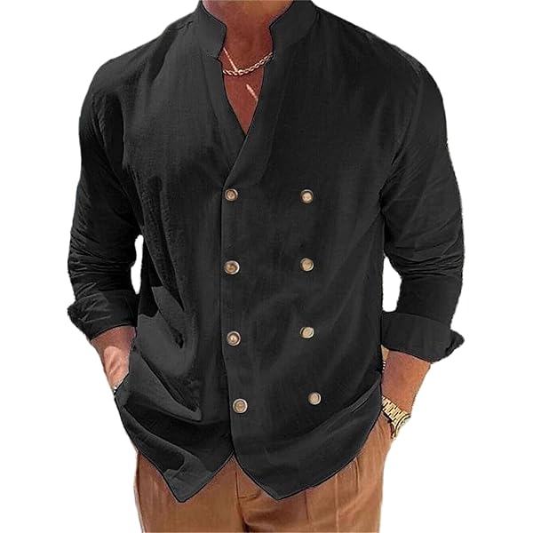 Amazon.com: Mens Double-Breasted Shirts Short Sleeve Button Down